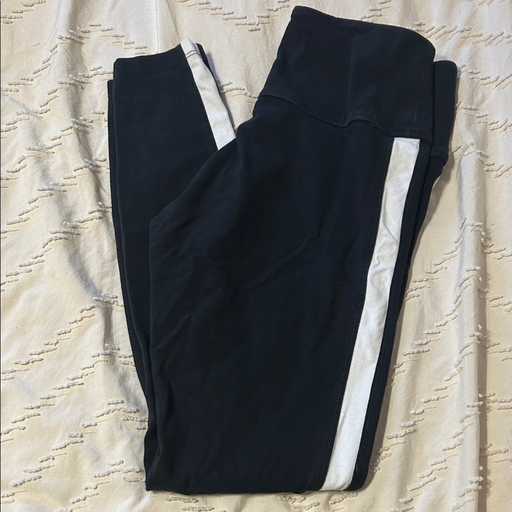 Victorias Secret PINK Leggings Black & White Racing Stripe Full Length